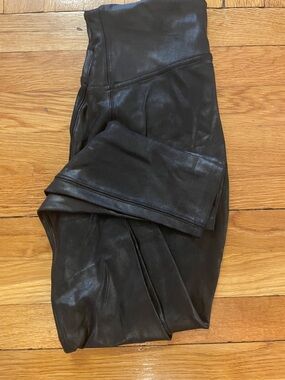 SPANX Black Faux Leather Leggings SIZE M